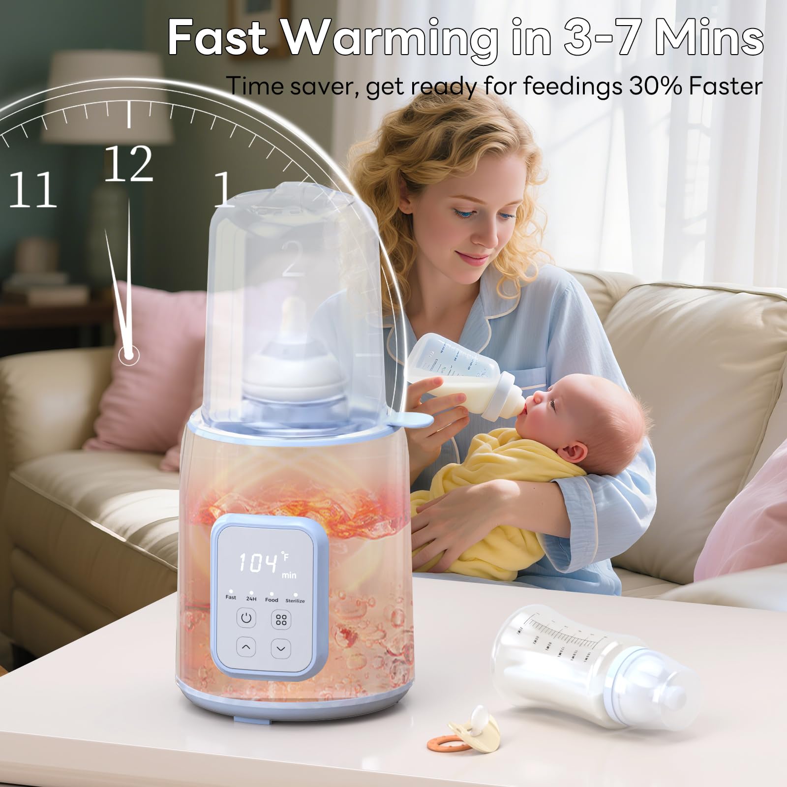 Momfree 8in1 controls scene showing precise temperature and timing options.