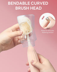 Momfree bottle pump cleaning head reaches narrow openings.