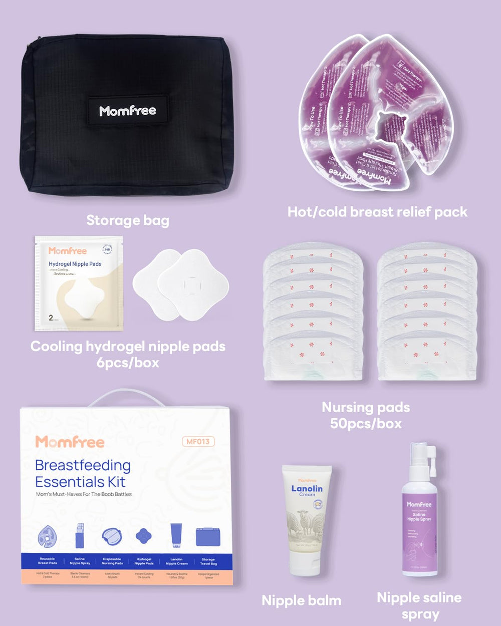 Momfree BPA BPS free safety label on kit packaging.