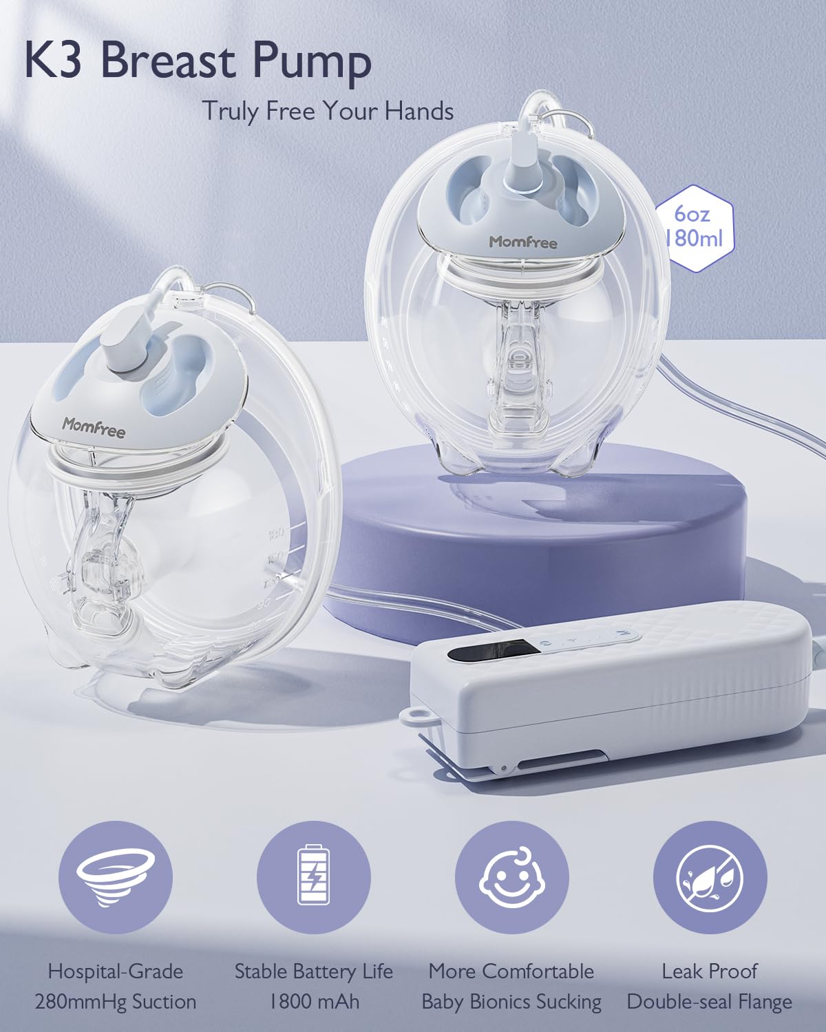 Momfree K3 wearable setup for discreet hands-free pumping.