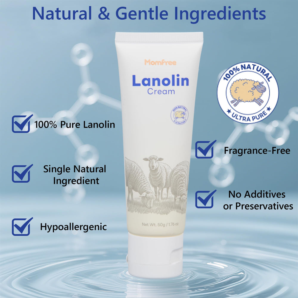 Momfree cream texture close-up showing thick, protective barrier on skin.