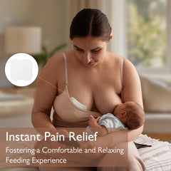 Momfree hydrogel nipple pad relief with soothing cooling for irritated nipples.