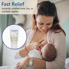 Momfree lanolin nipple cream showing 100% natural formula.