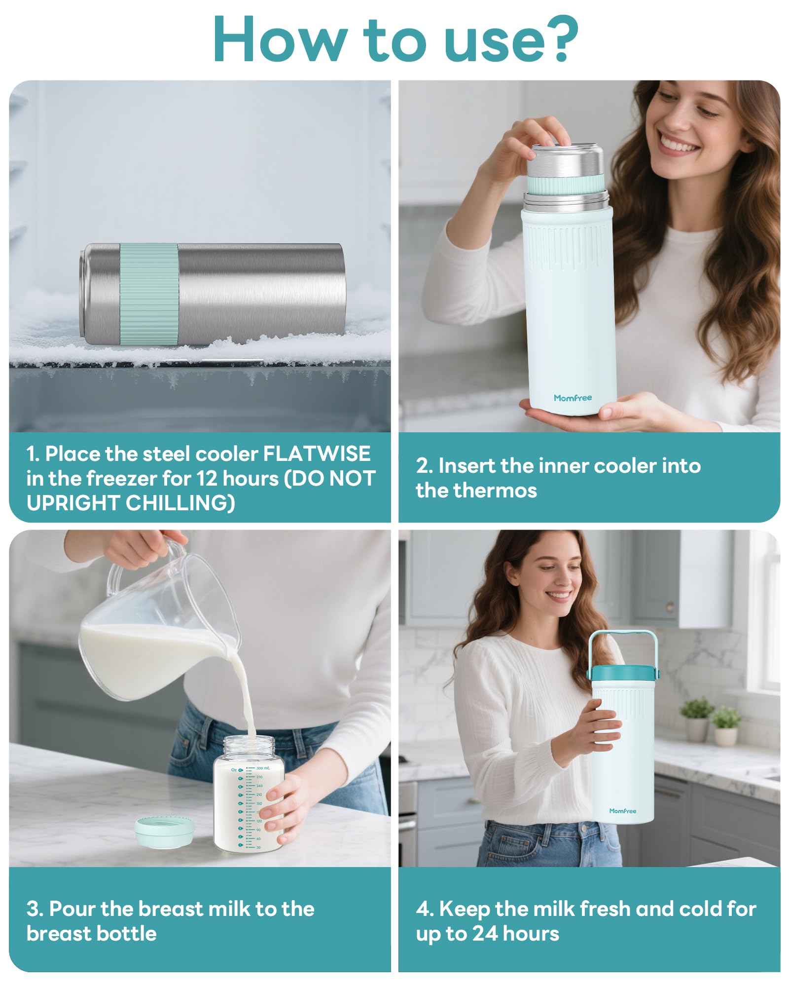 Momfree leakproof bottle seals keep milk safe during transport.