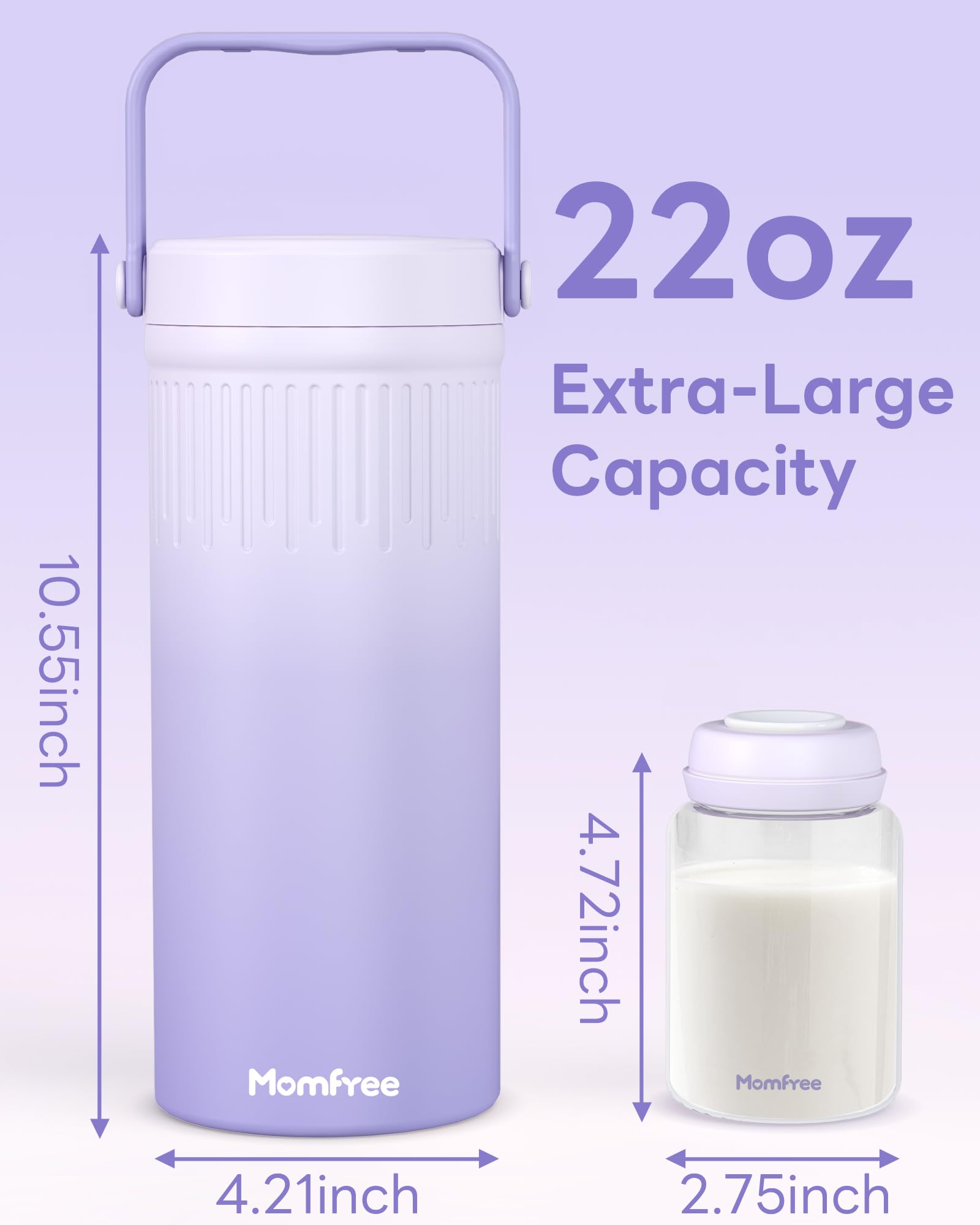 Momfree soft-grip handle enables easy carrying.
