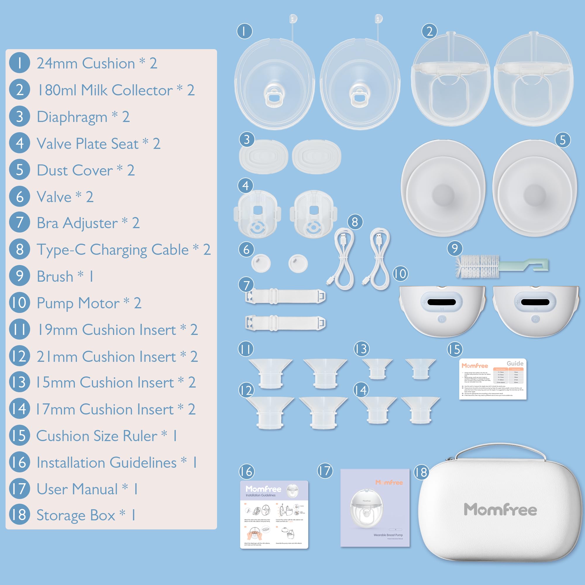 Multiple cushion sizes (24mm-15mm) for a personalized fit