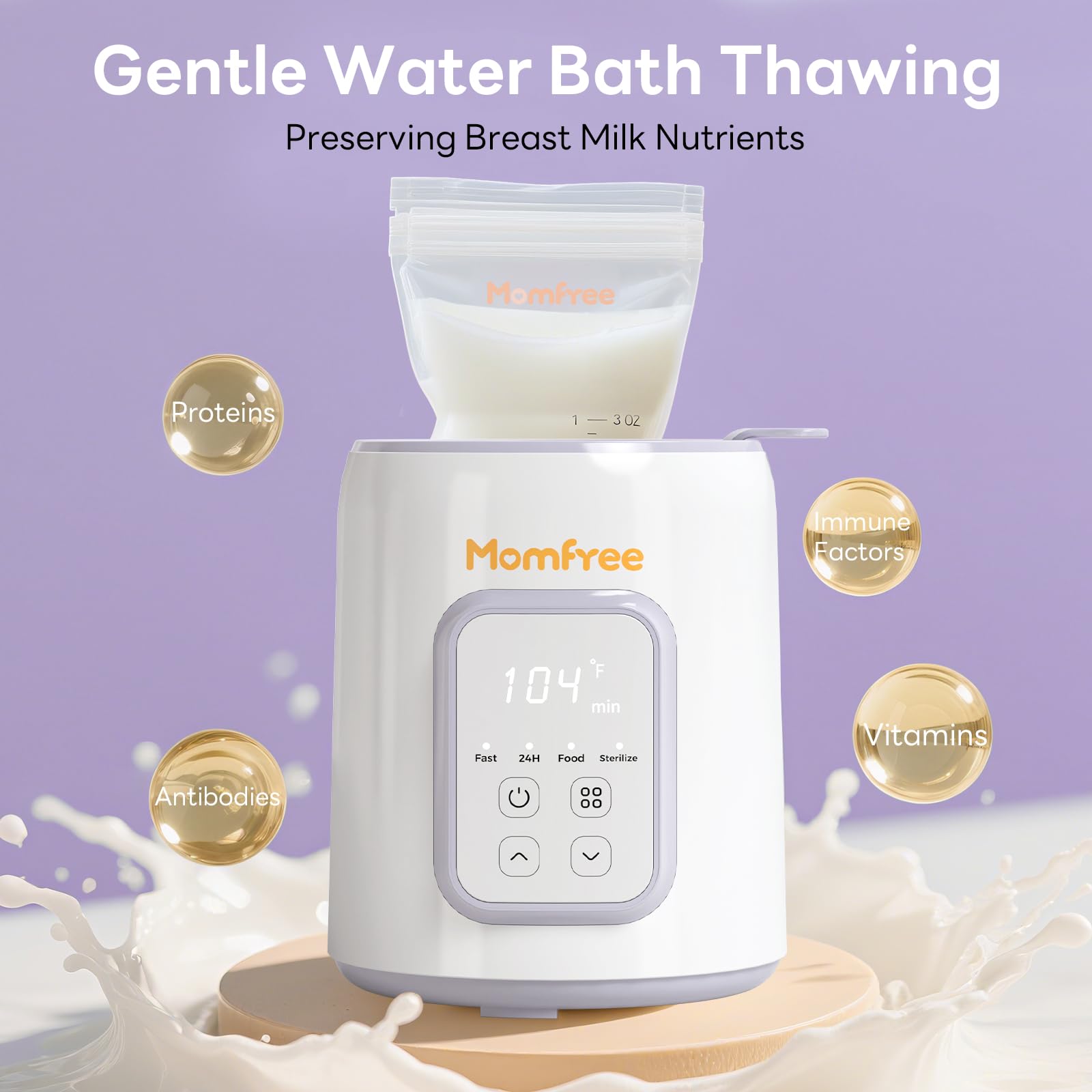 Momfree night-feeding design offers quiet operation for peaceful awakenings.