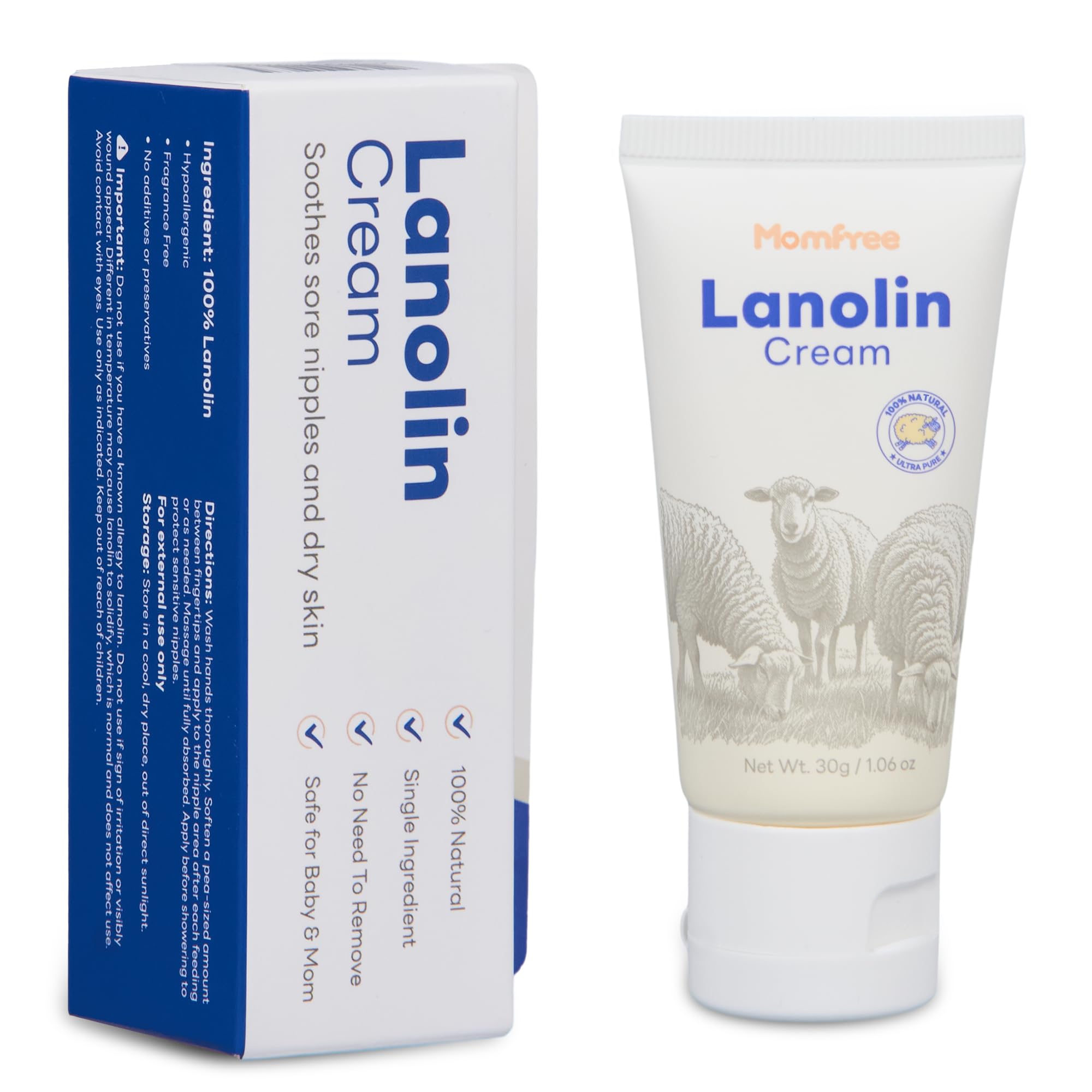 Momfree nipple cream compact tube for on-the-go nursing relief.