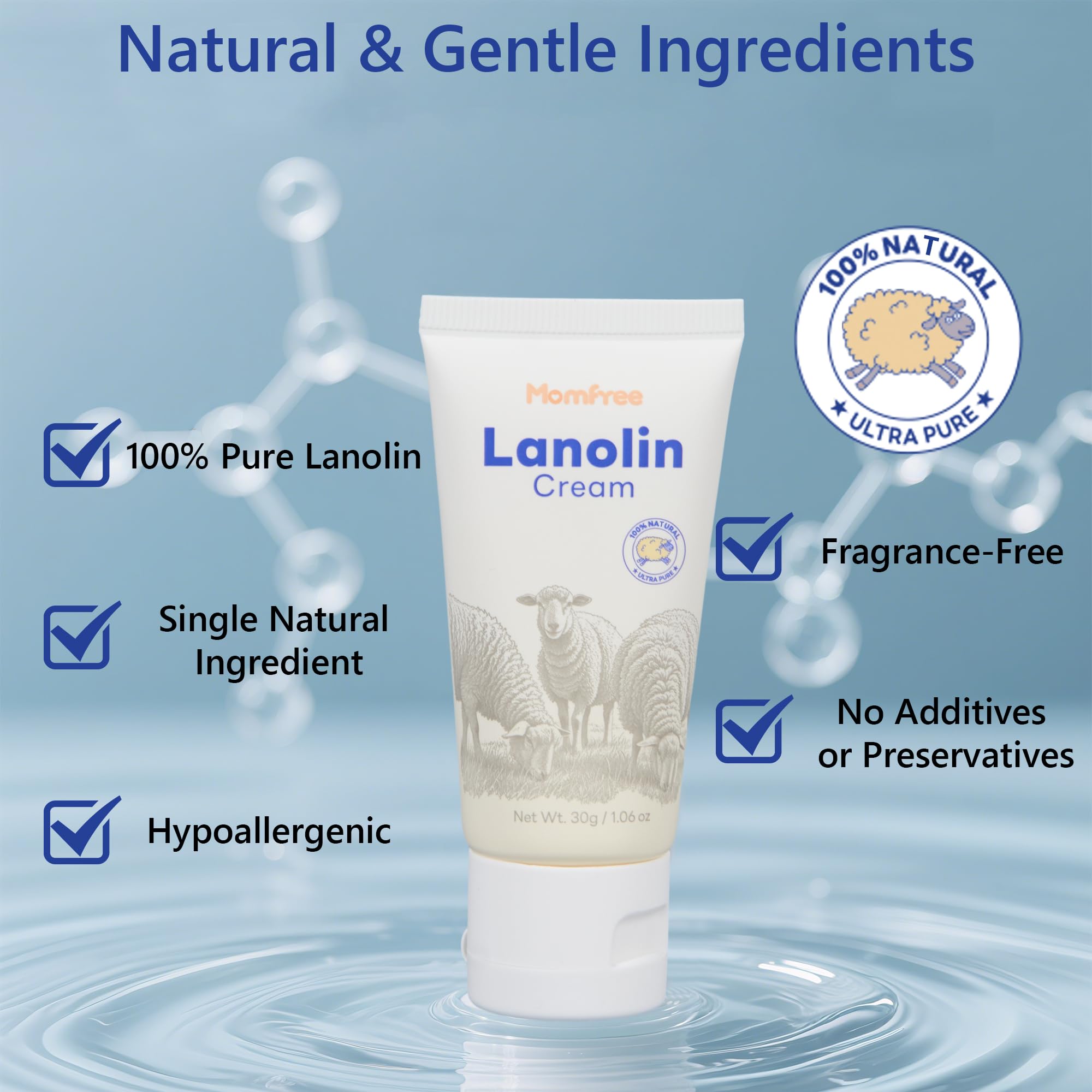 Momfree nipple cream texture demonstrating a smooth glide on skin.