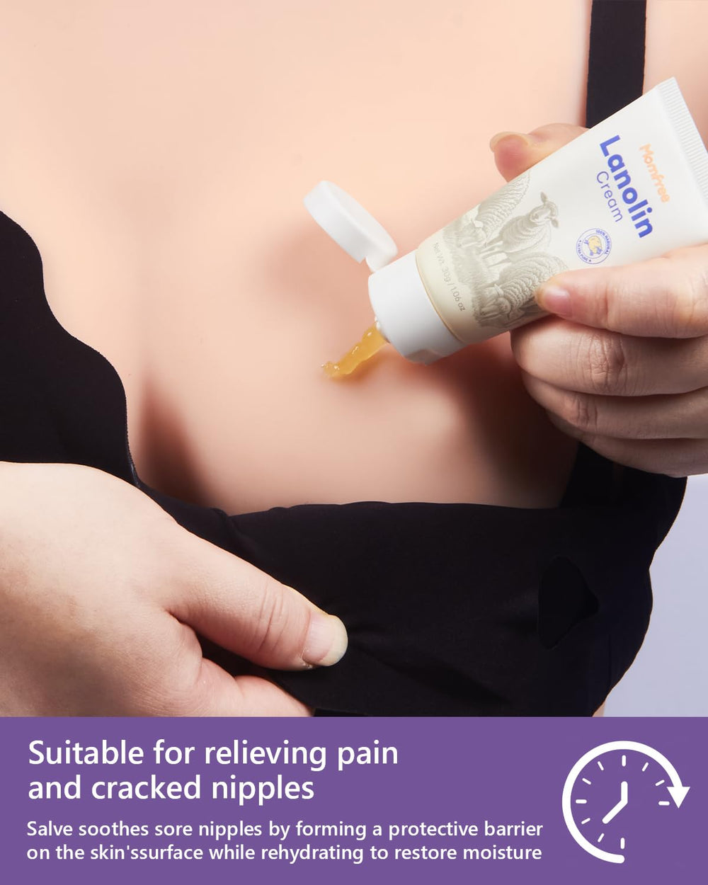 Momfree nipple saline spray for gentle cleansing and comfort.