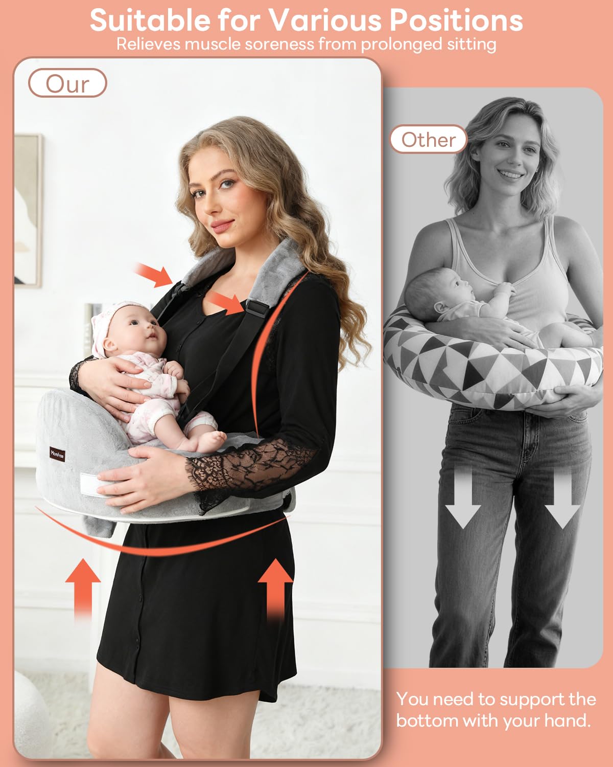 Momfree Nursing Pillow safety fence for privacy and baby security