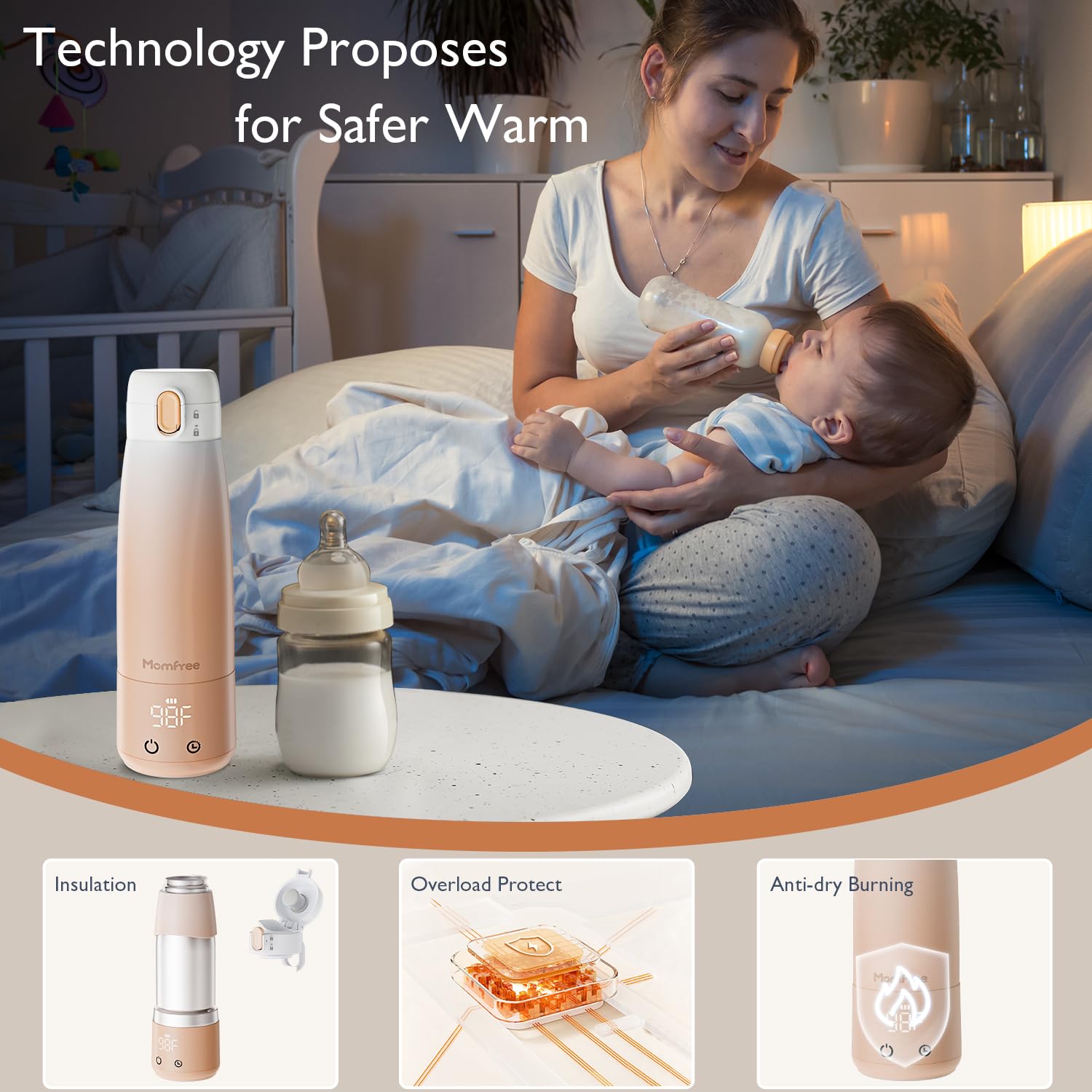 Momfree portable bottle warmer supports 12oz capacity for larger bottles