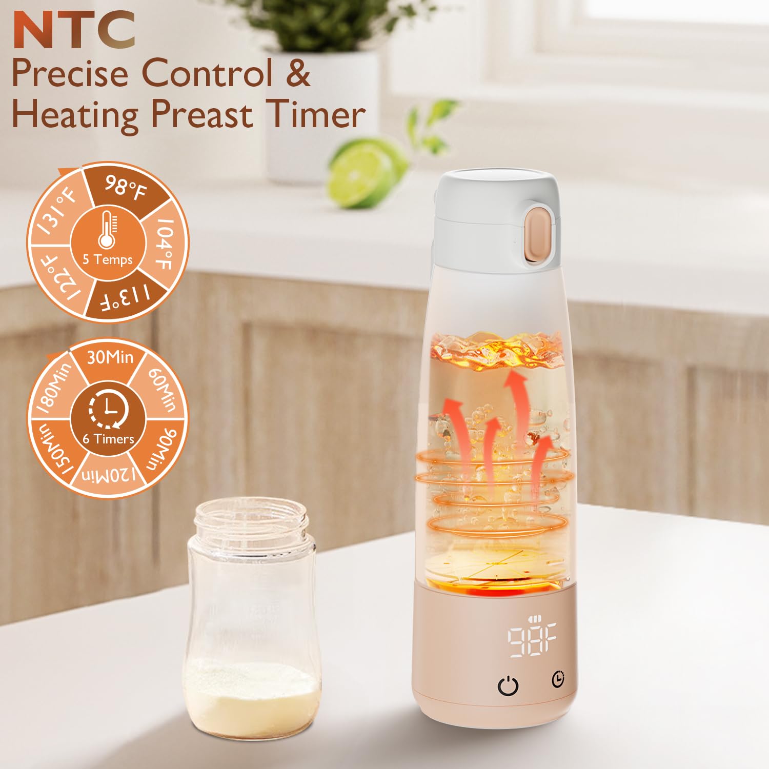 Momfree portable bottle warmer powered by 9000mAh battery for wireless use