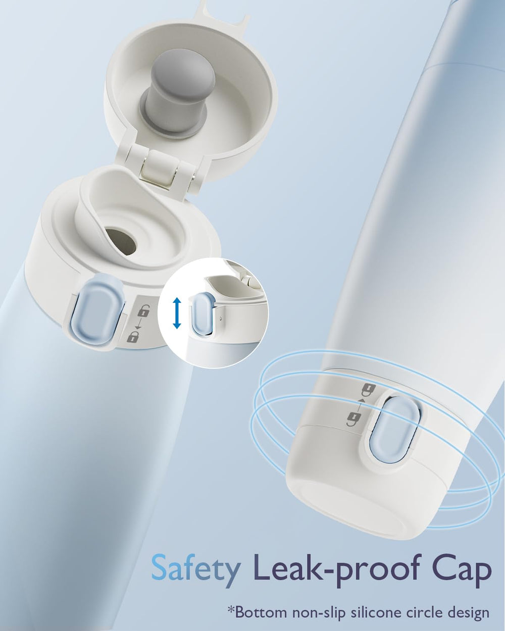 Momfree leak-proof silicone cap keeps milk safe during transport.