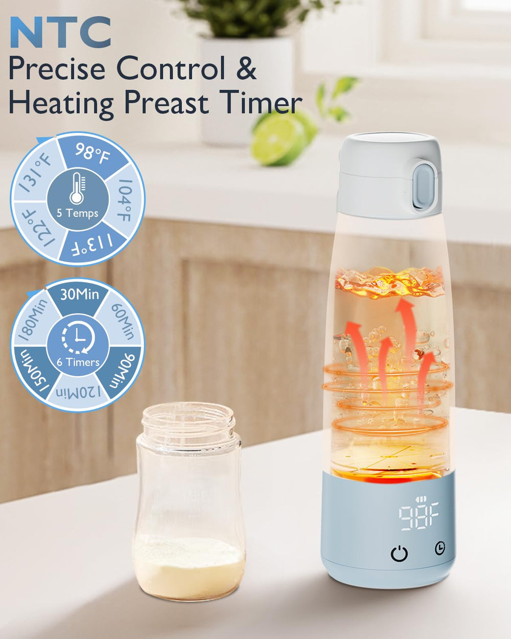 Momfree portable bottle warmer LED display provides quick temperature visibility for safe feeding.