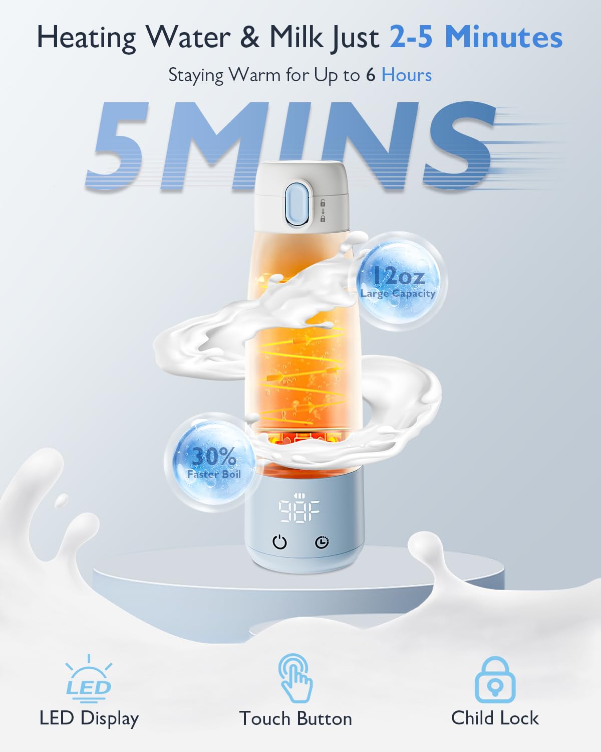 Momfree portable bottle warmer NTC sensor enables precise temp control.