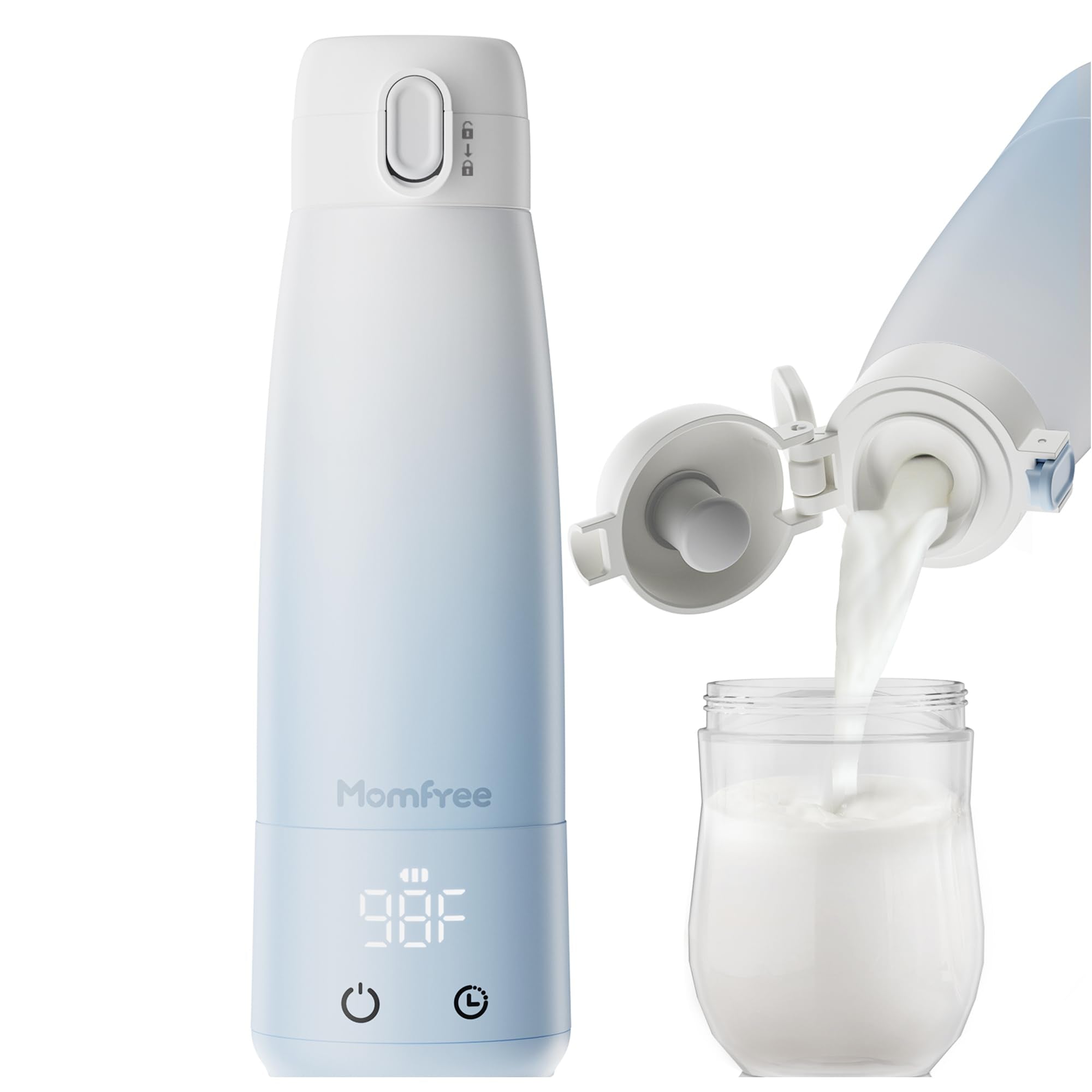 Momfree portable bottle warmer outer design highlights compact travel-friendly silhouette for on-the-go feeding.
