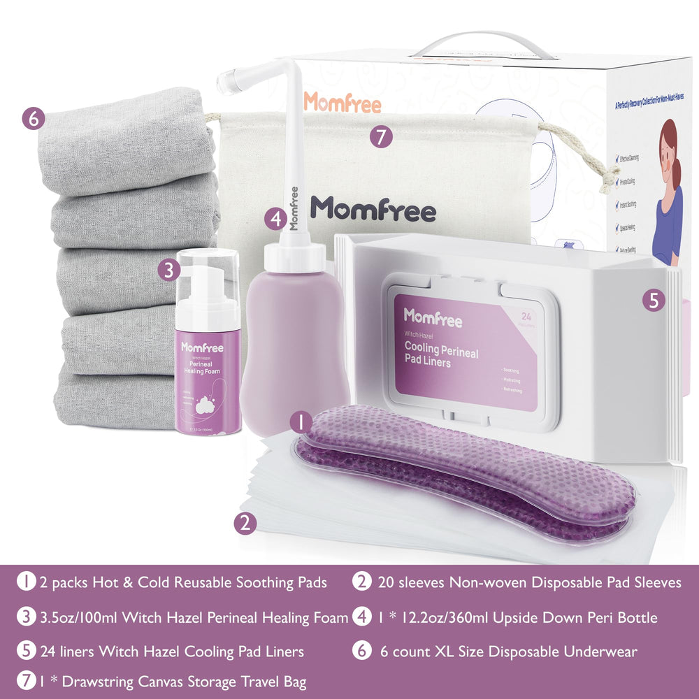 Momfree postpartum recovery kit with all essential care items