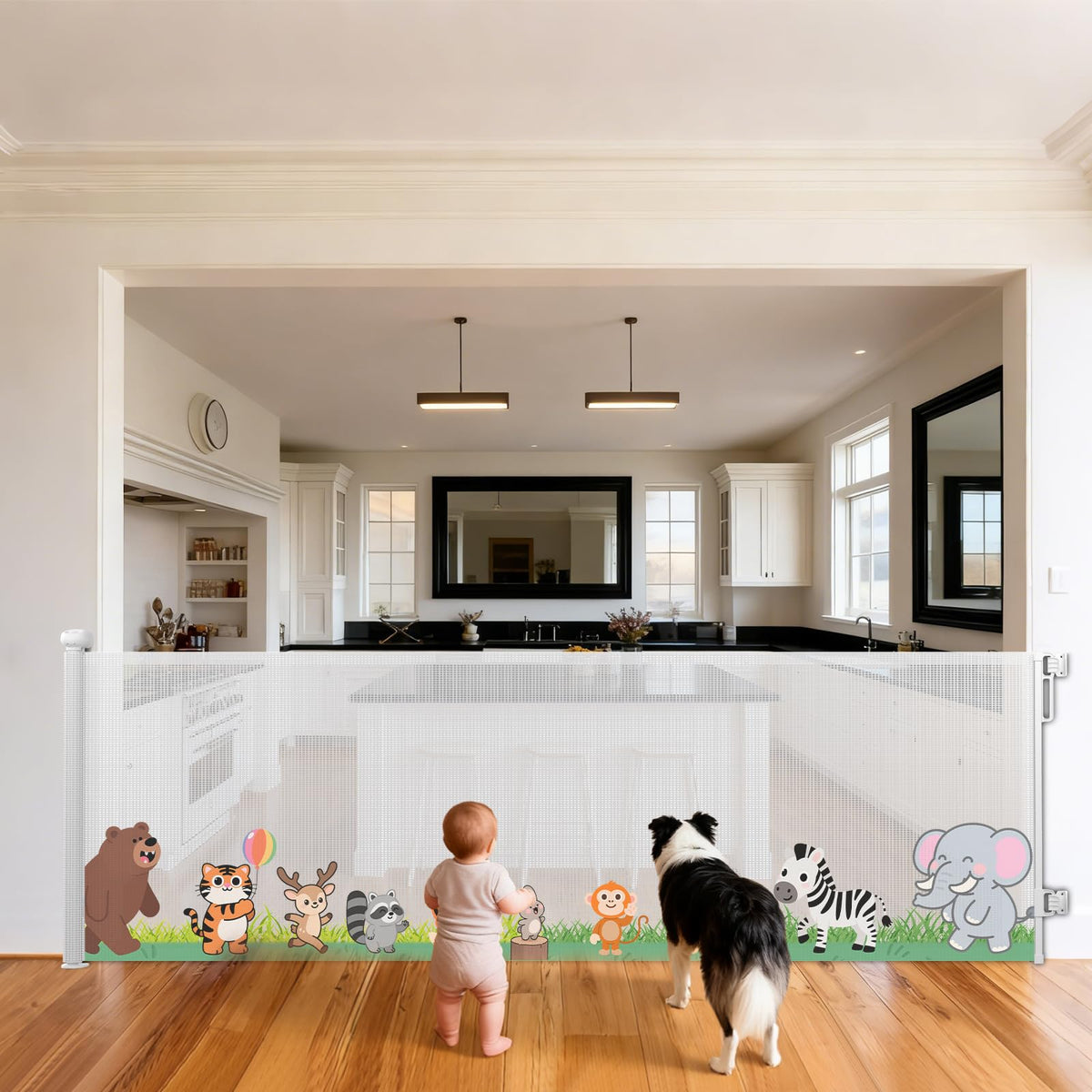 Momfree retractable gate in one-hand operation for easy passage