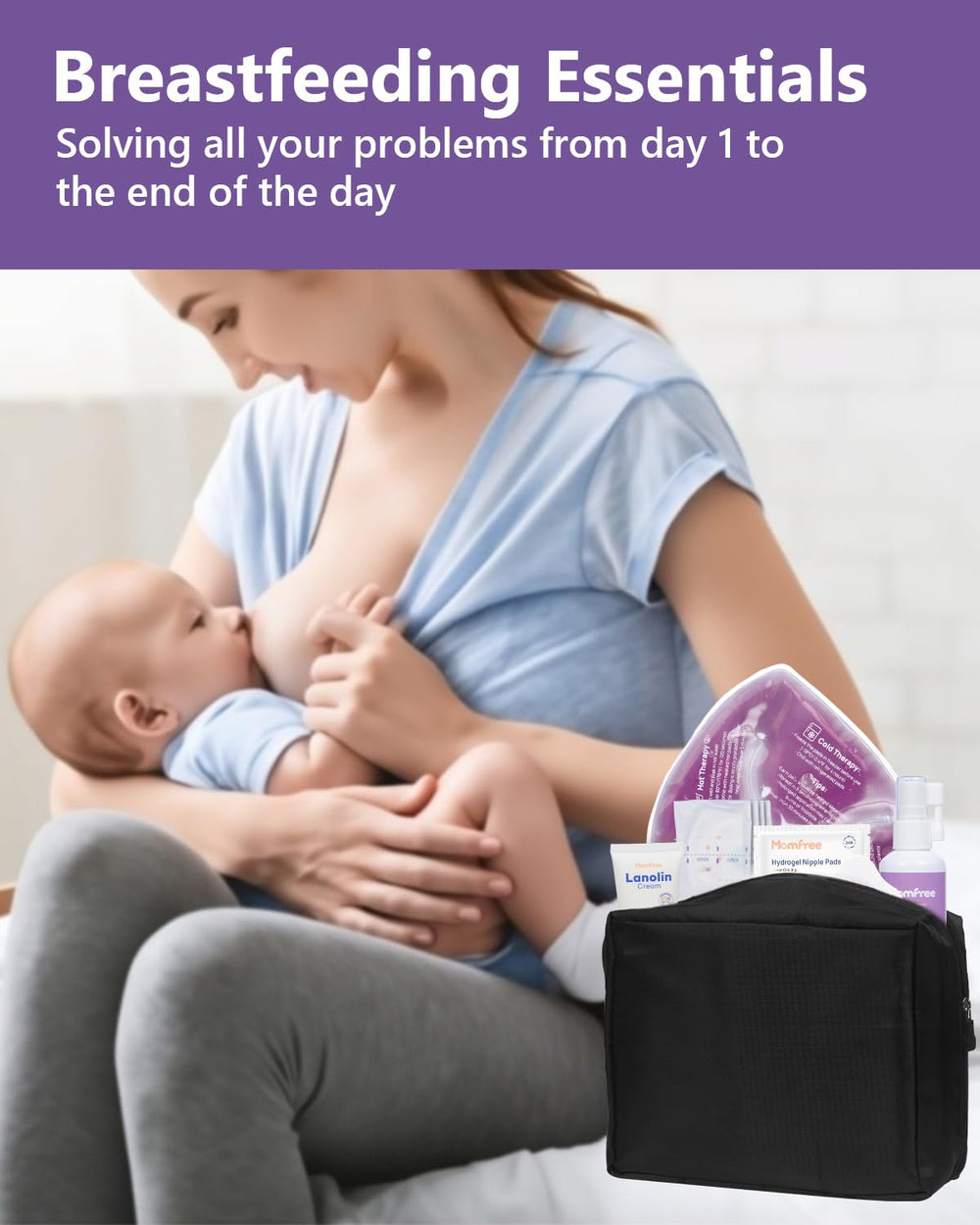 Momfree therapy packs in use for comforting warmth or cool relief.