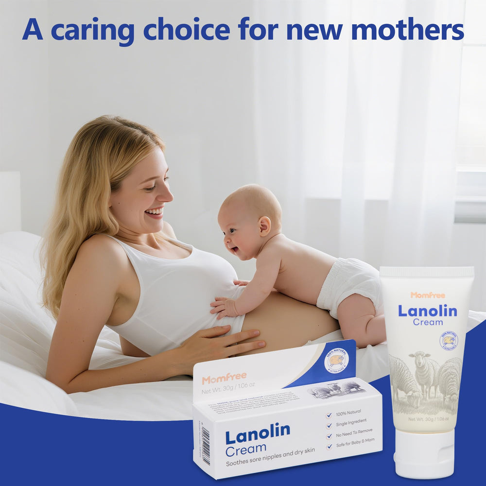Momfree travel-friendly nipple cream tube fits bags and diaper bags.