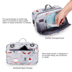 MOMIGO diaper caddy with stroller clip keeps bags secure while strolling.