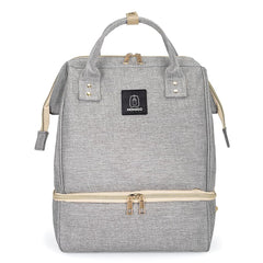 MOMIGO breast pump backpack grey front view, ideal for on-the-go pumping