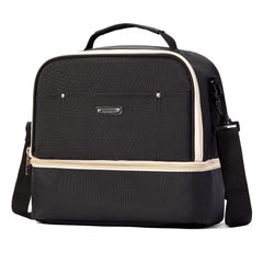 MOMIGO breast pump bag cooler top layer keeps dry items organized for on-the-go pumping.