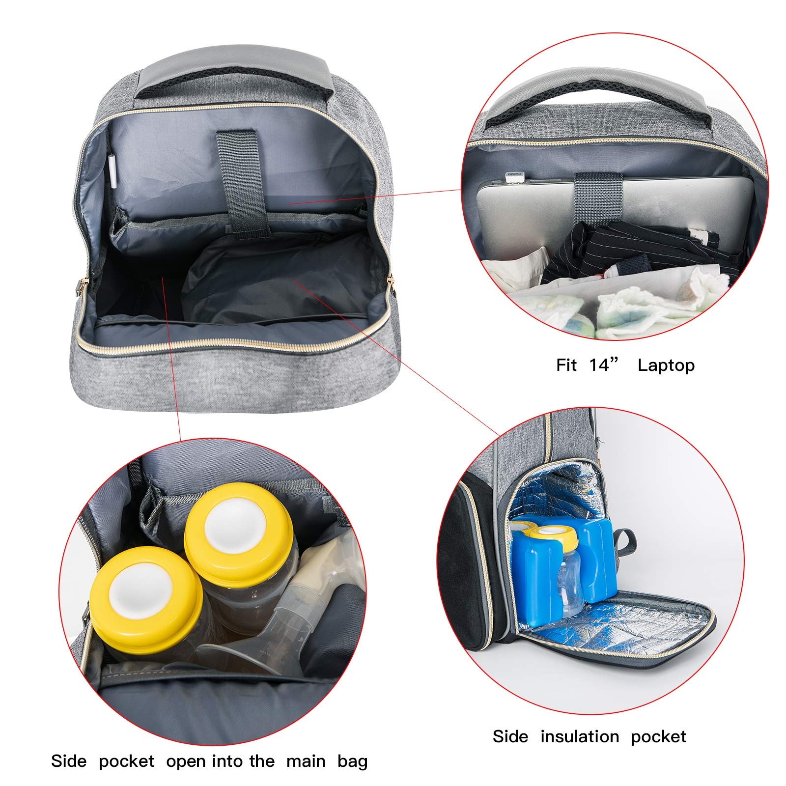 MOMIGO insulation pocket open, ready to keep milk cool during travel