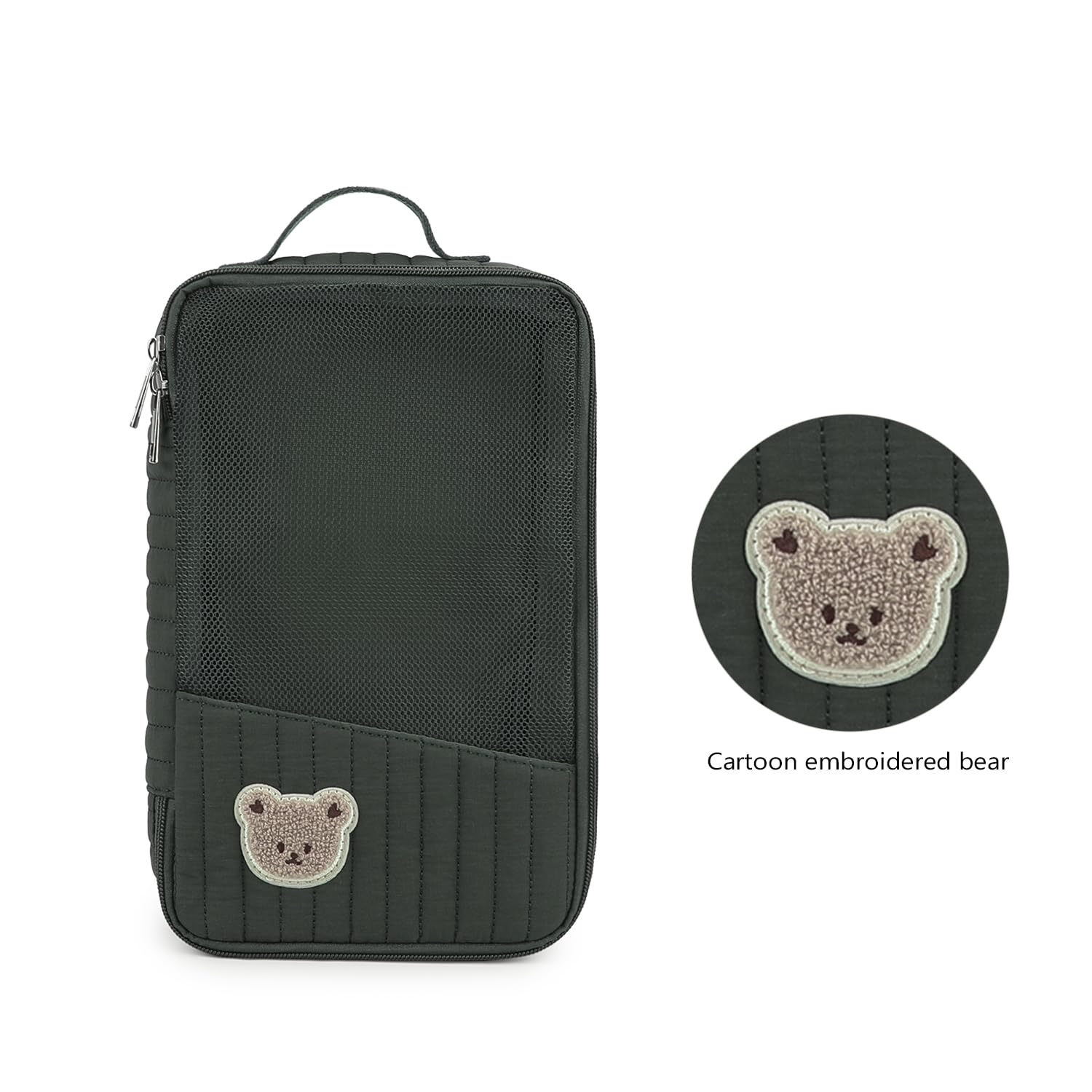MOMIGO compact pouch size 9.8 by 5.9 by 1.5 inches for bags.