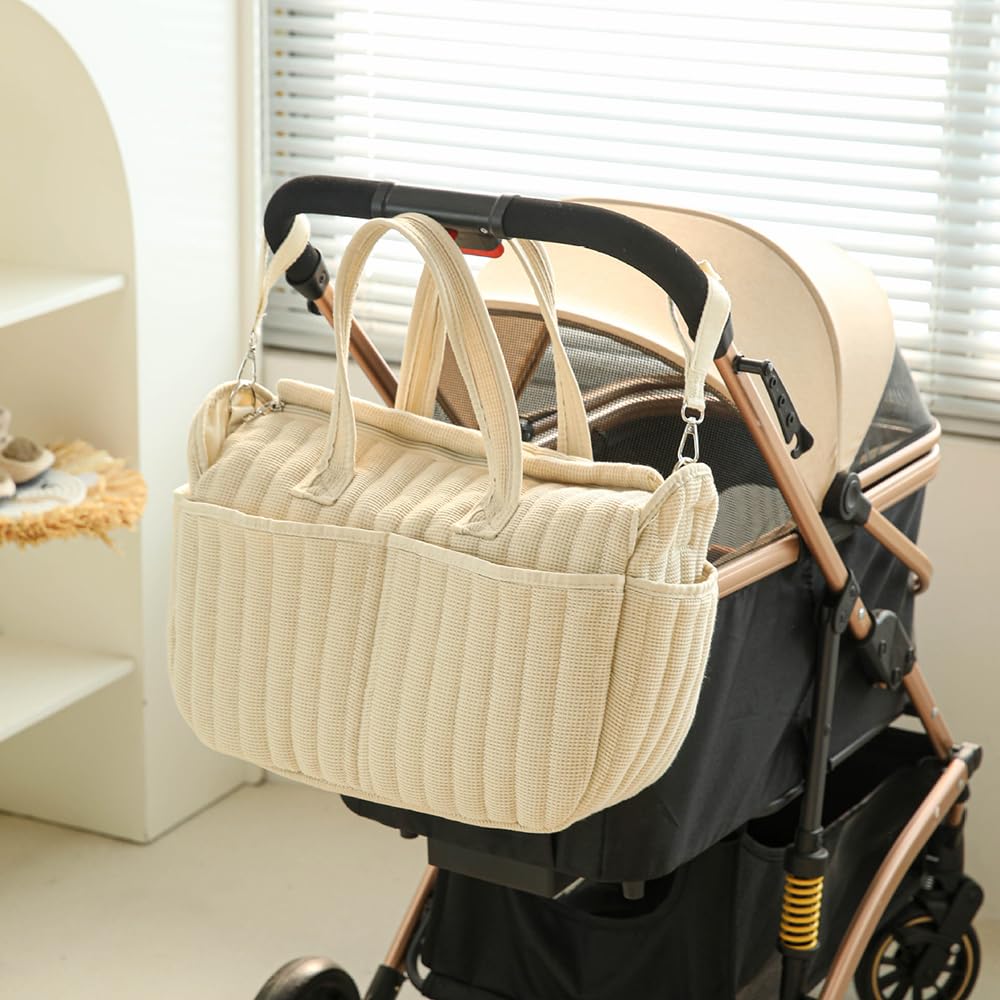 MOMIGO tote material detail focuses on cotton linen and sturdy stitching