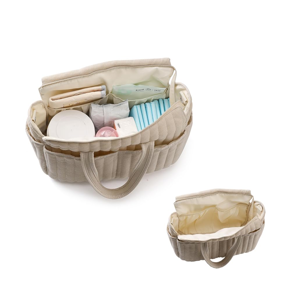MOMIGO diaper bag tote side view highlights lightweight, easy-to-carry design for outings