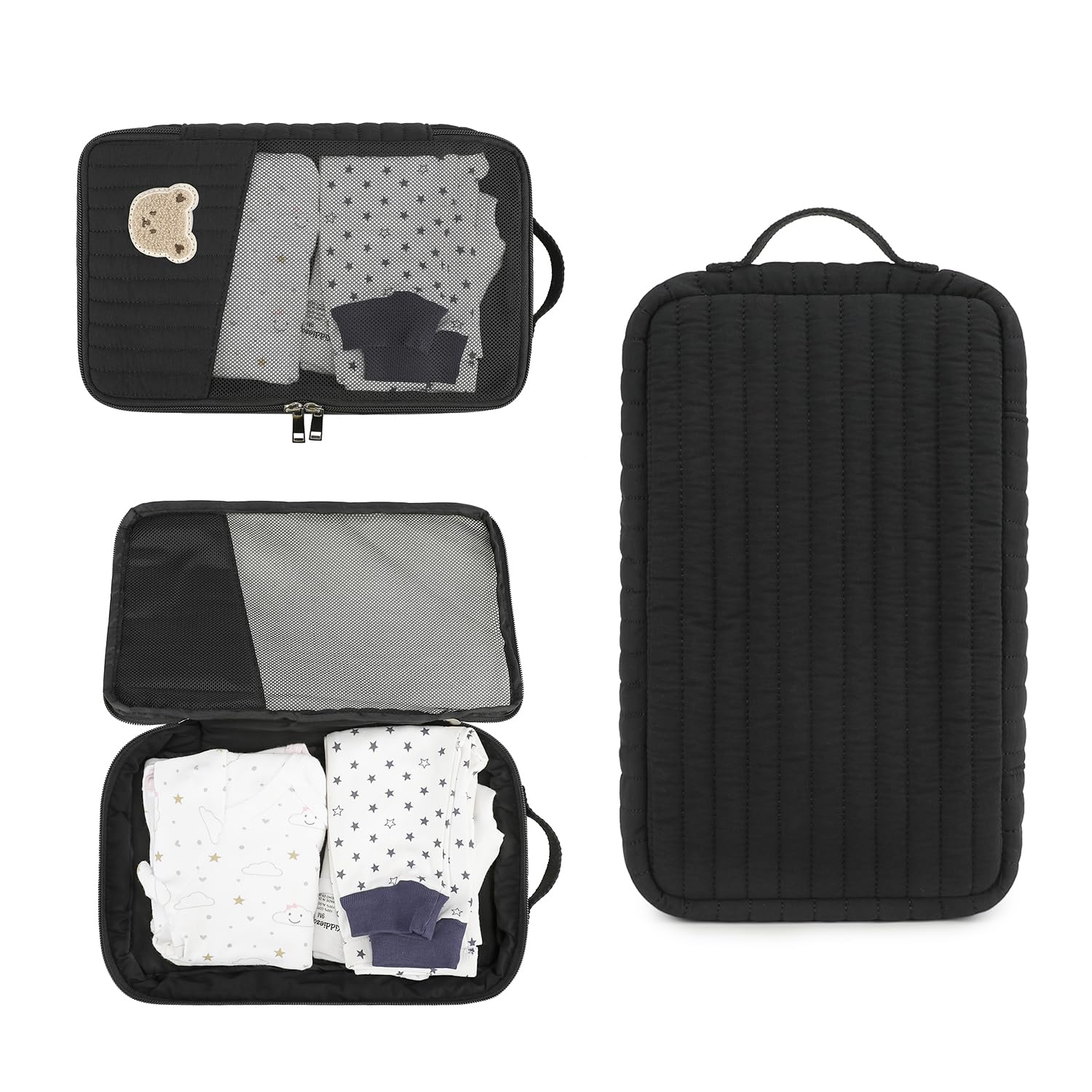 MOMIGO black diaper pouch is washable and reusable.