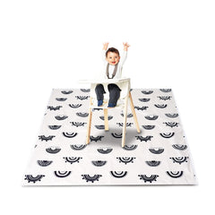 MOMIGO high chair splat mat in rainbow black, 43-inch coverage for clean dining areas.