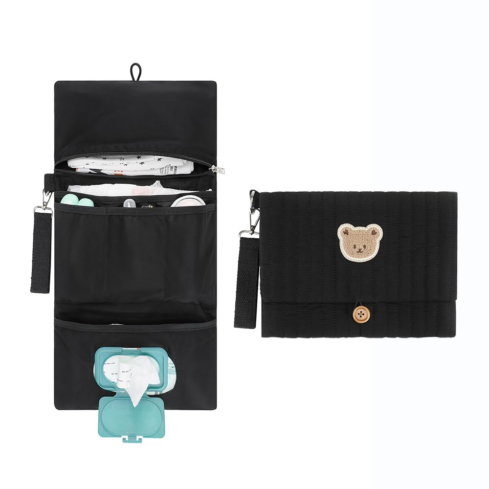 MOMIGO Love Bear diaper organizer in waterproof fabric keeps baby supplies organized