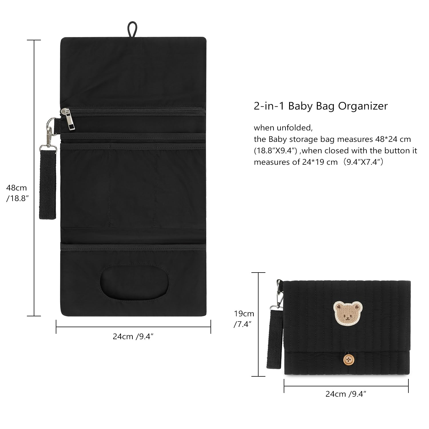 MOMIGO quilted cream fabric with bear embroidery adds stylish timeless appeal