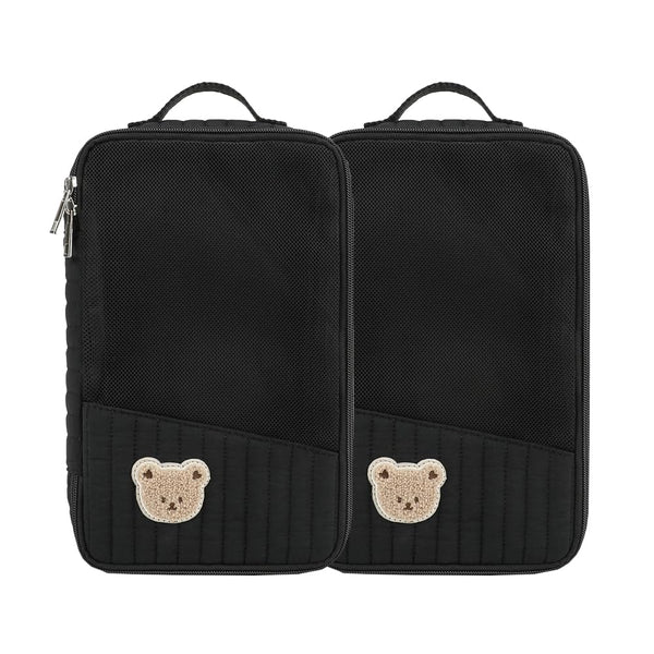 MOMIGO rabbit bear mesh diaper pouch in black for on-the-go organization.