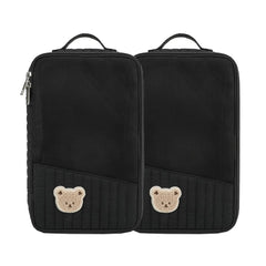 MOMIGO rabbit bear mesh diaper pouch in black for on-the-go organization.