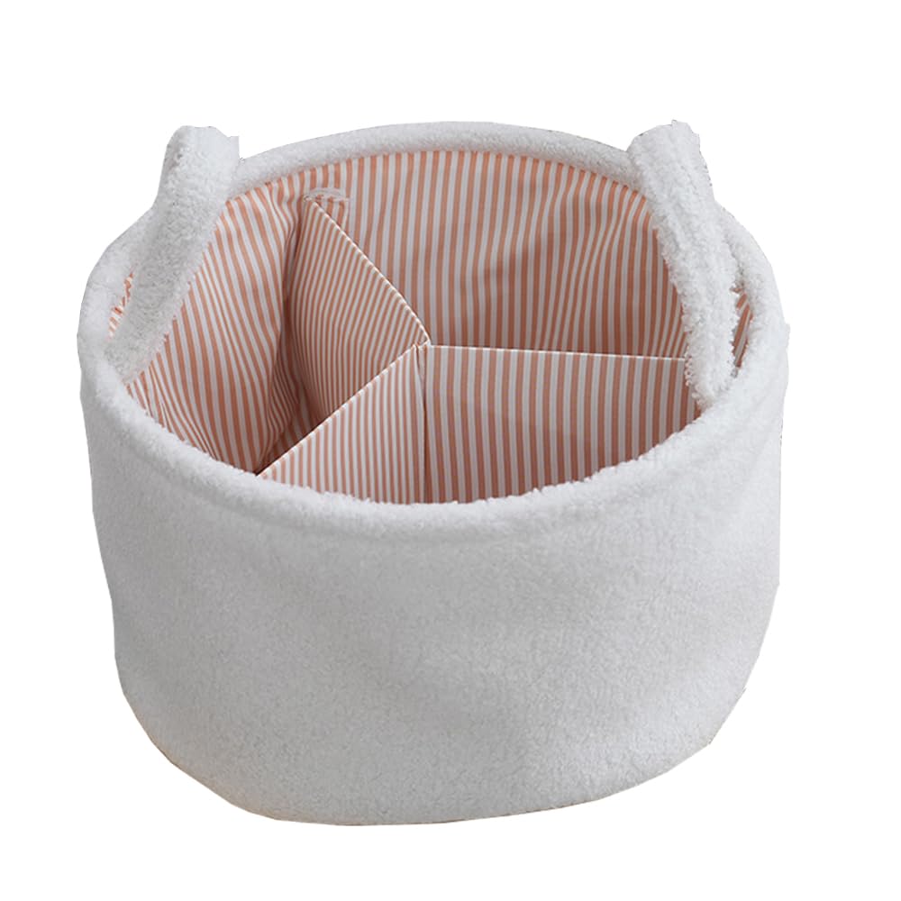 MOMIGO round diaper caddy top view with spacious main compartment for quick access.