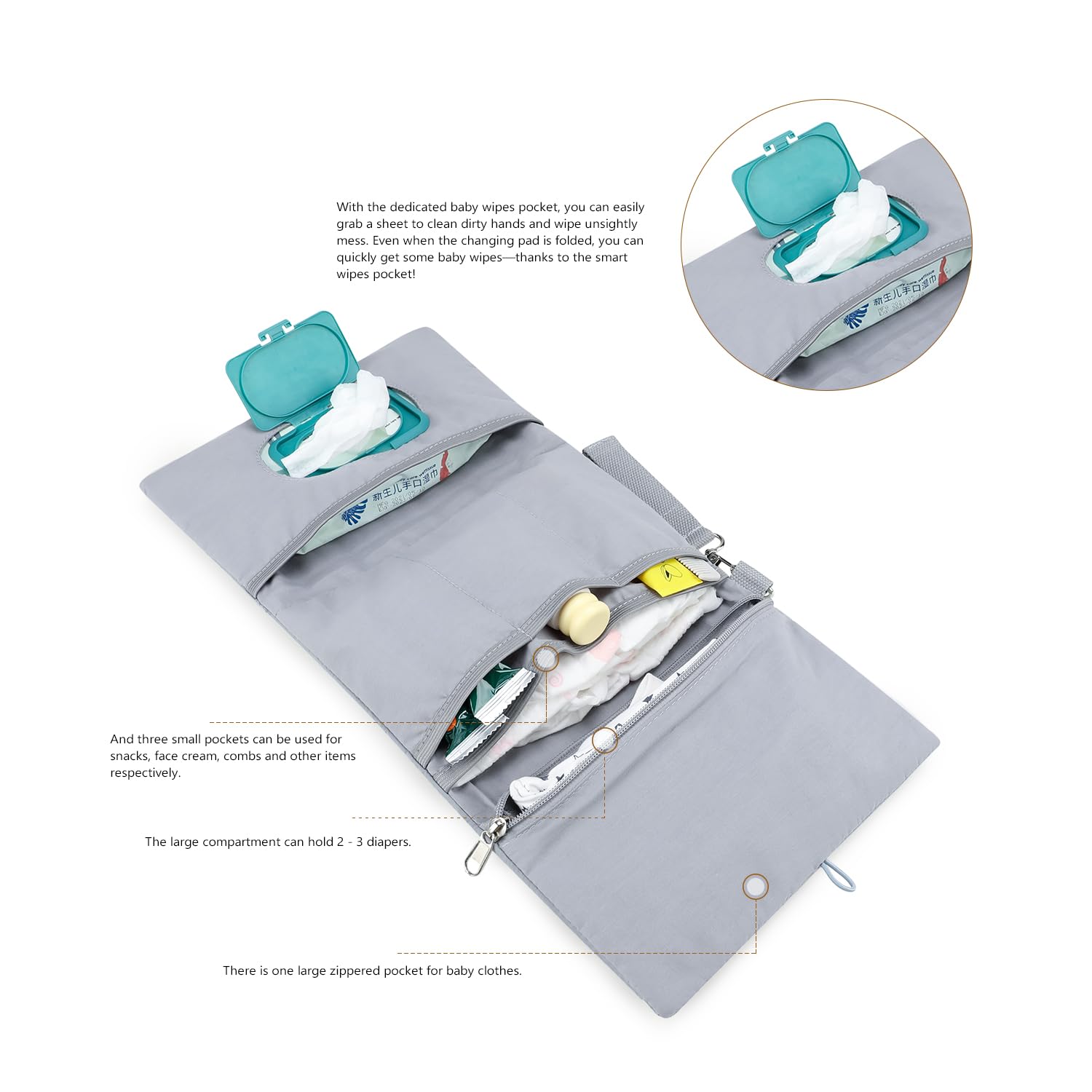 MOMIGO stroller attachment strap enables hands-free outings with the bag.