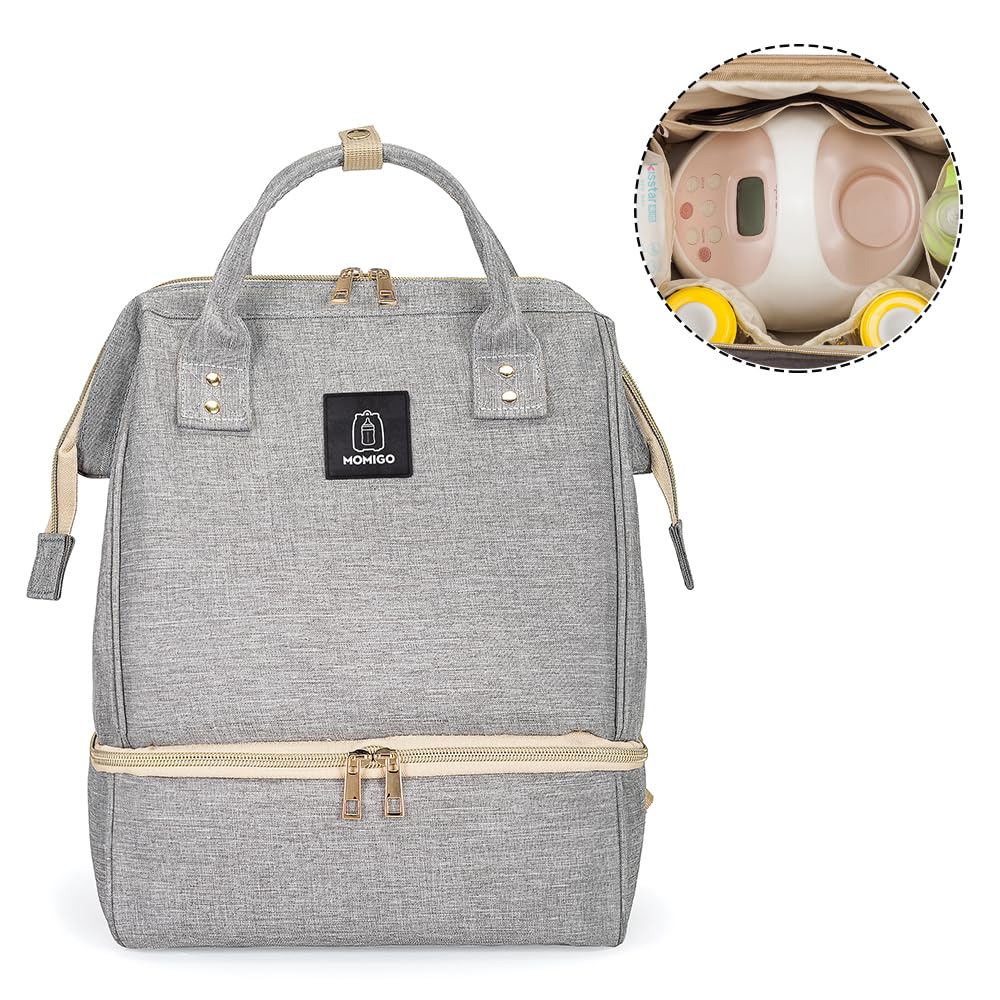 MOMIGO travel-friendly grey backpack, easy to carry during trips