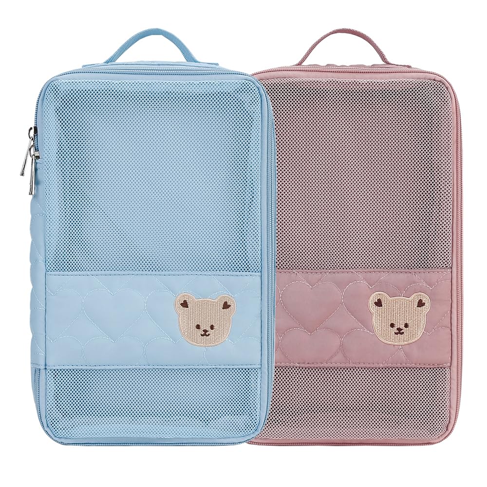 MOMIGO wet/dry bag two-pack in pink and blue keeps wet items contained.