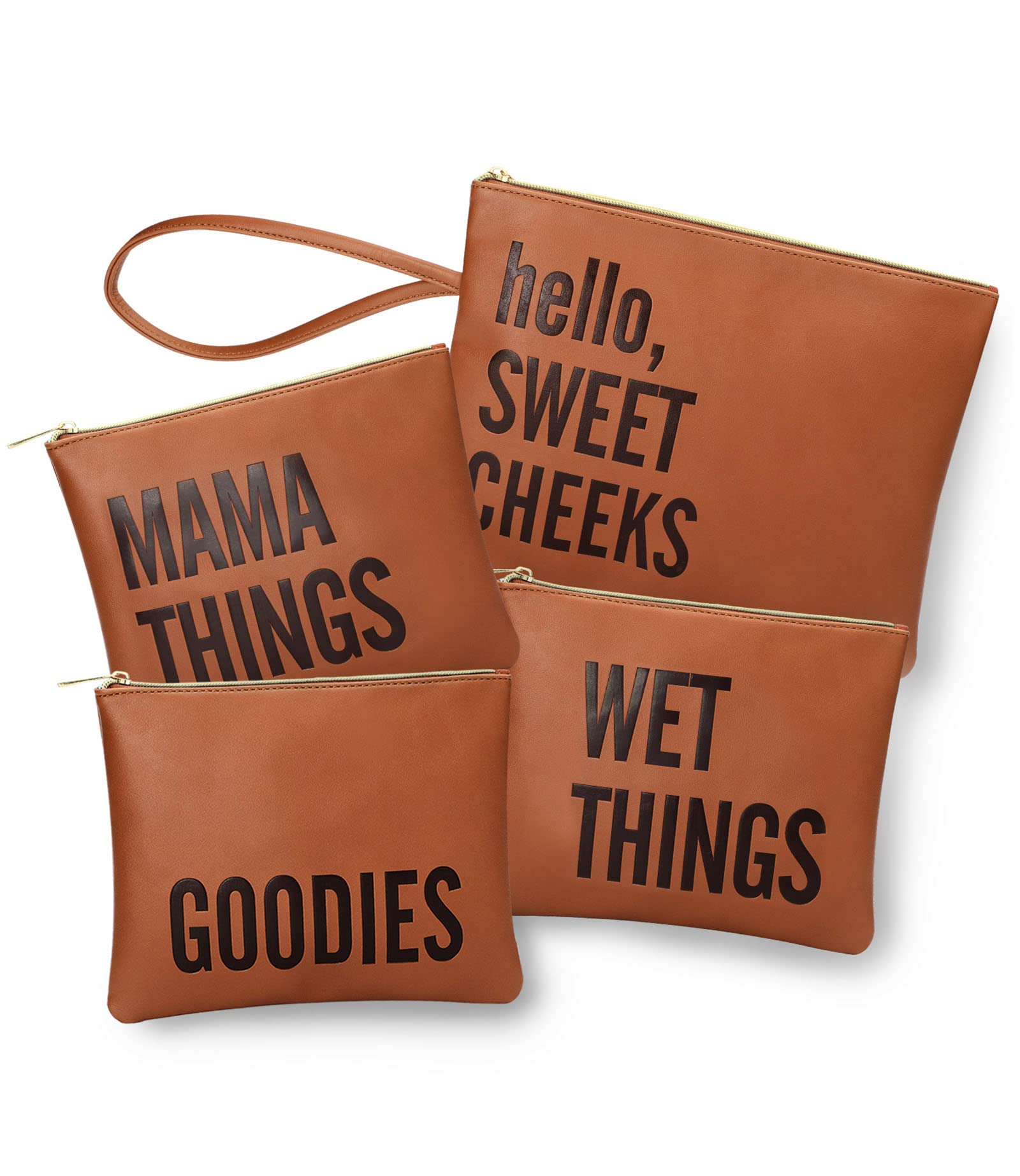 Mominside 4-piece diaper bag organizer set in vegan leather keeps baby essentials organized.