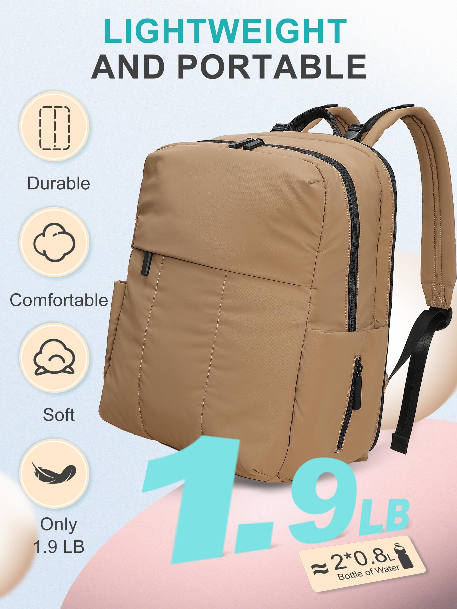 MOMINSIDE diaper bag backpack interior shows 15 pockets for clutter-free packing.