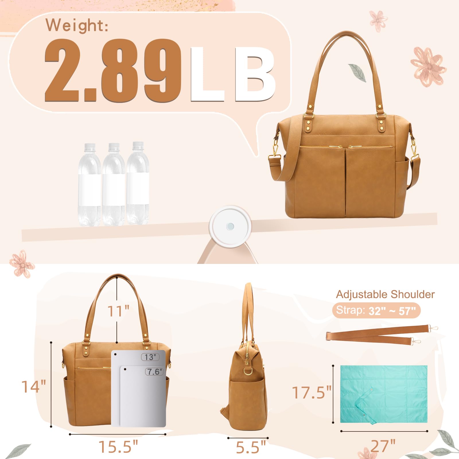 MOMINSIDE diaper bag tote insulated bottle pockets help maintain temperature