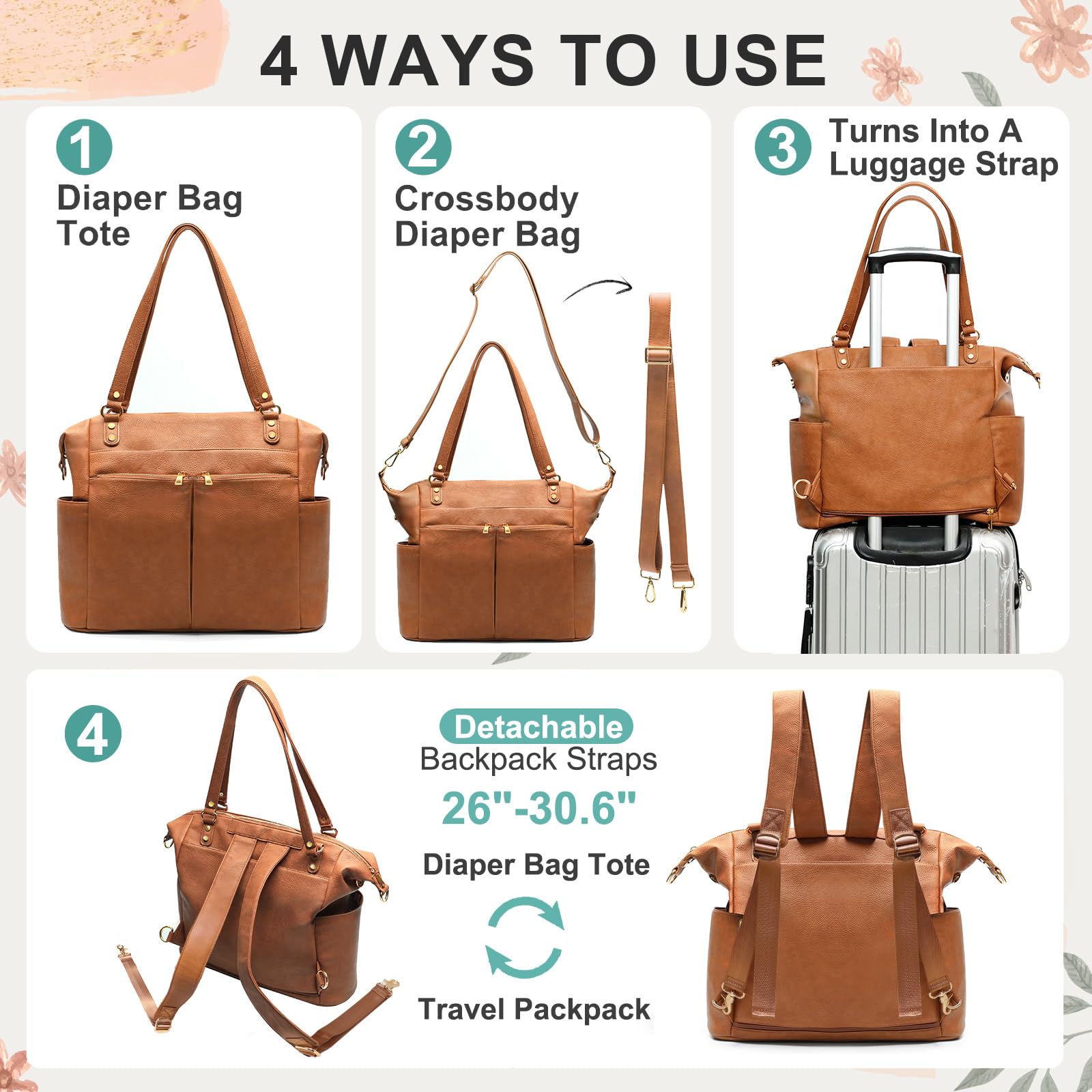 Convertible strap lets you wear it as backpack, tote, or crossbody.