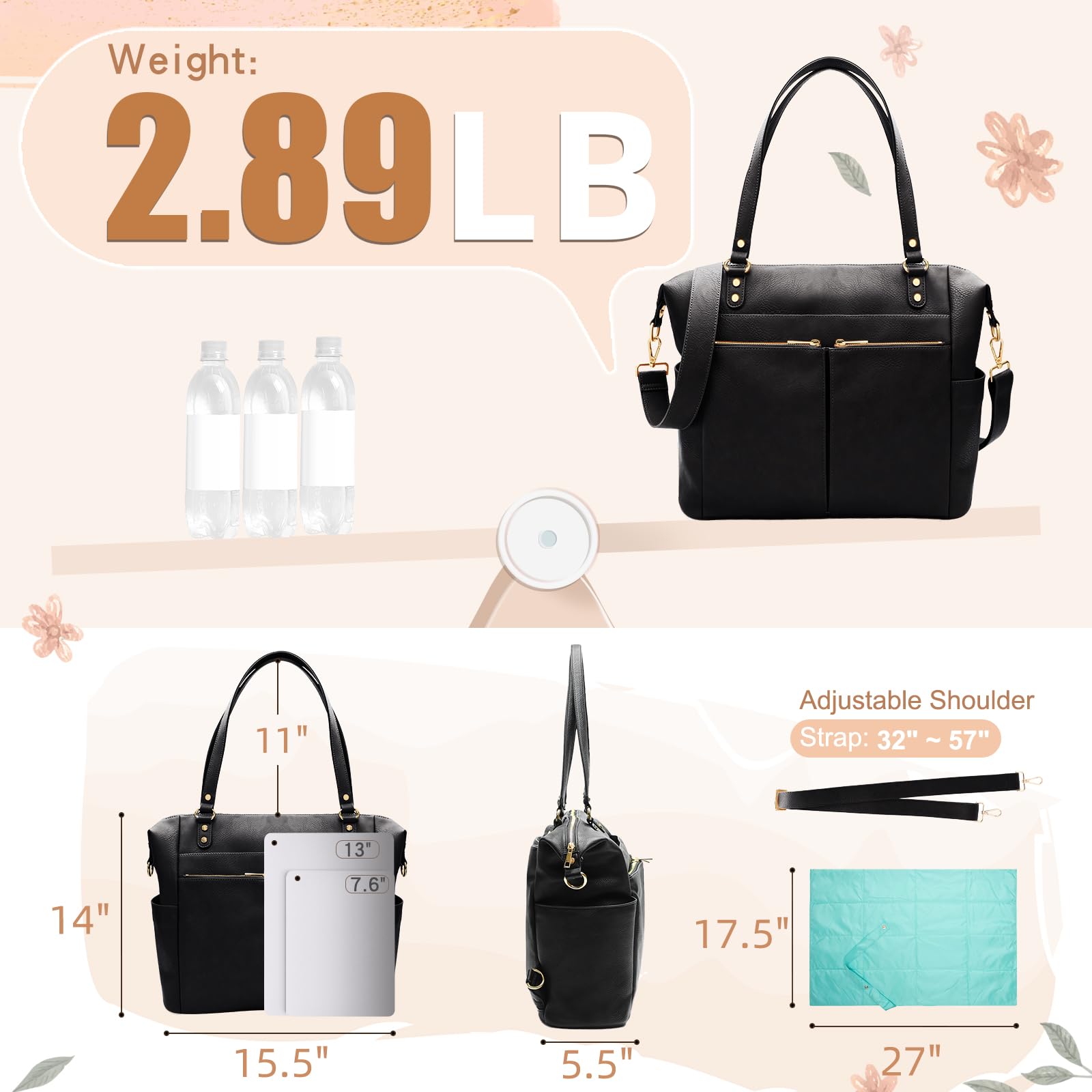 Magnetic back pocket doubles as luggage sleeve for travel.