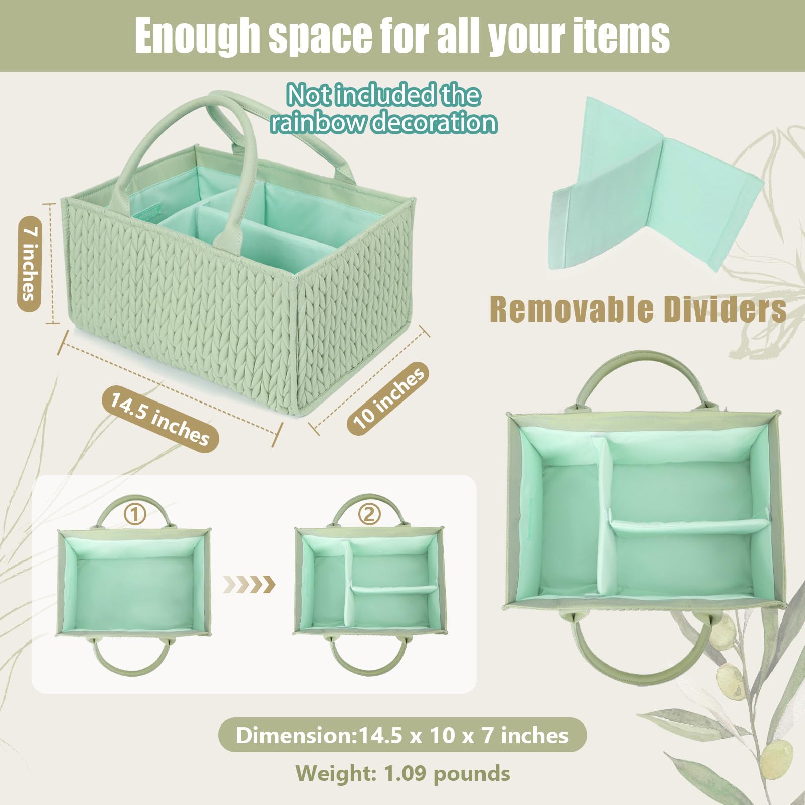MOMINSIDE diaper caddy folded compact shows easy storage when not in use