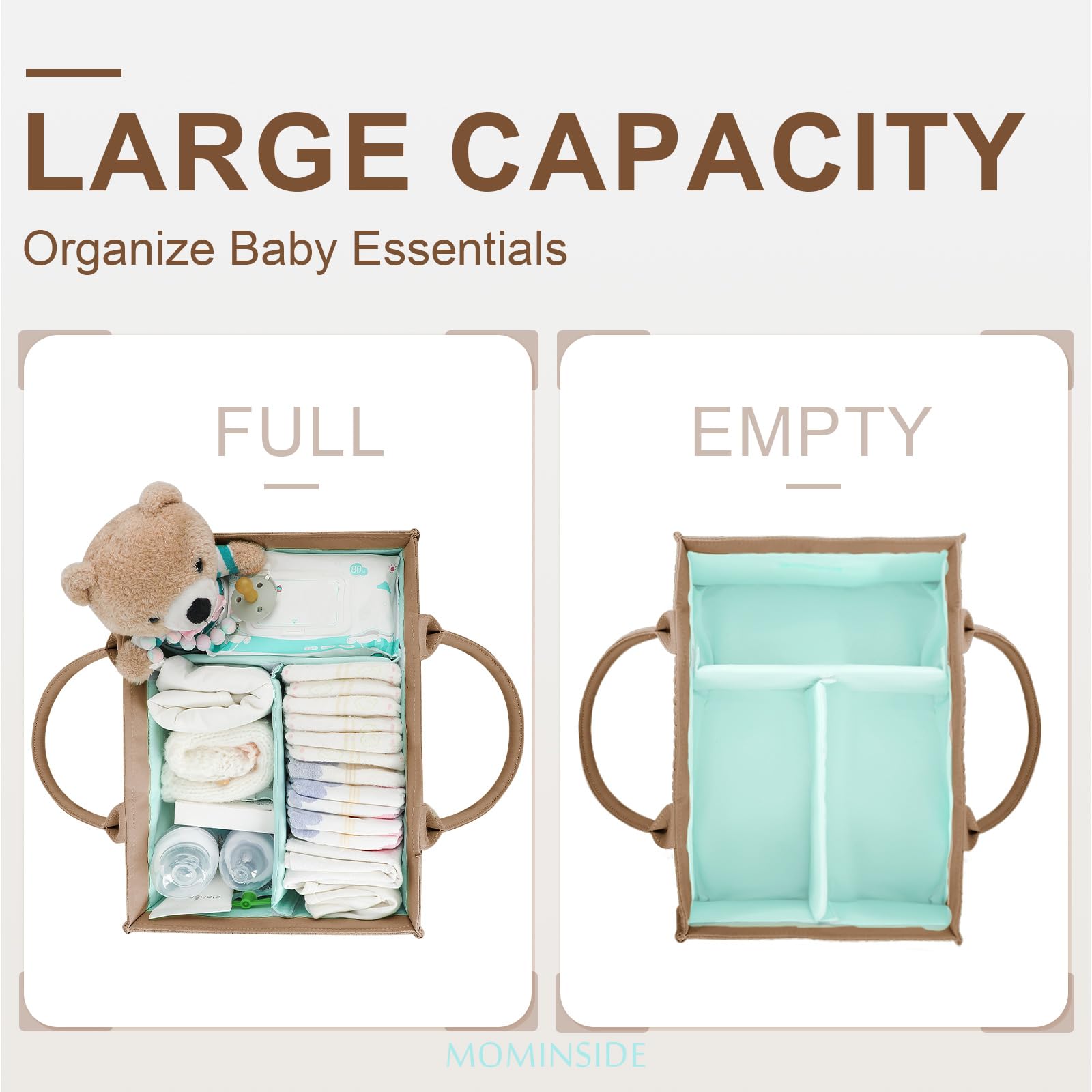 MOMINSIDE foldable nursery caddy maximizes small-space storage.