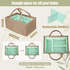 MOMINSIDE diaper caddy with removable Velcro dividers for flexible organization.